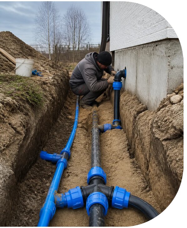 Монтаж наружного водопровода на участке под ключ в Железнодорожном