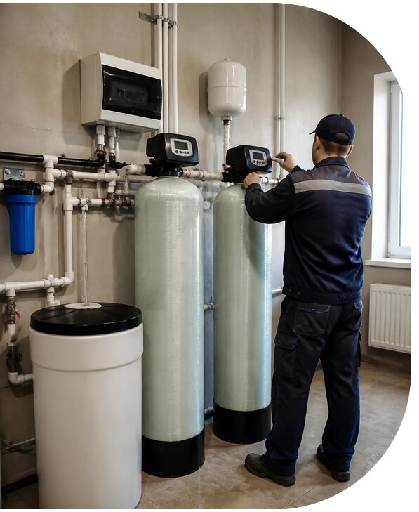 Монтаж системы обезжелезивания воды для дома в Железнодорожном